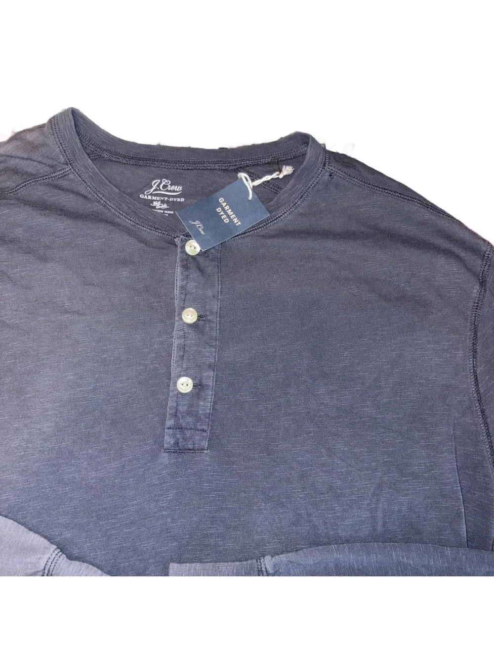 J.Crew NEW Vintage Wash Mens XXLT Long Sleeve Henley Shirt Tee Navy Blue t-shirt